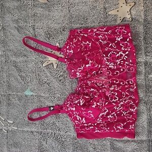 Magenta/silver lace bustier